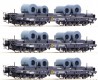 76957 Roco Set of 3 Heavy duty flat cars loaded with steel coils